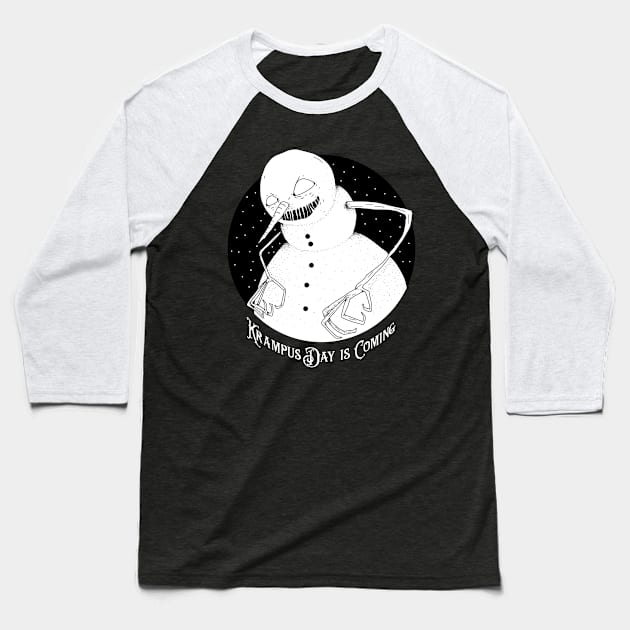 Krampus Day Creepy Snowman Baseball T-Shirt by letnothingstopyou